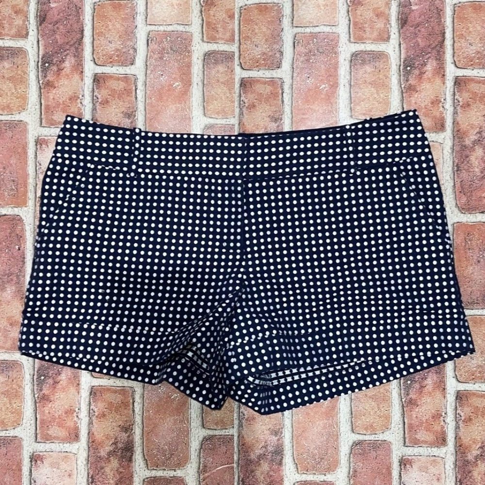 Pre-Owned The Limited Chino Shorts Navy Blue White Polka Dot Cuffed Size 14